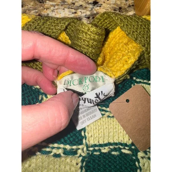 Vintage Handknit Chunky Knit Like Coogi Cardigan Sweater L Cotton Multicolor - Picture 7 of 9